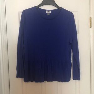 Old Navy blue long sleeve peplum blouse